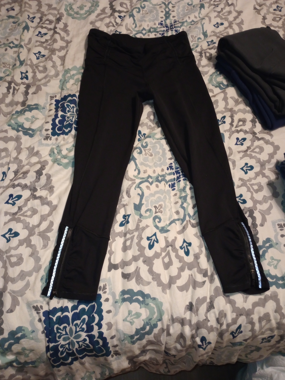 lululemon athletica Black Reflective Zip Ankle Leggings
